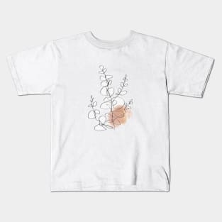 One Line Leaves Botanical Abstract Kids T-Shirt